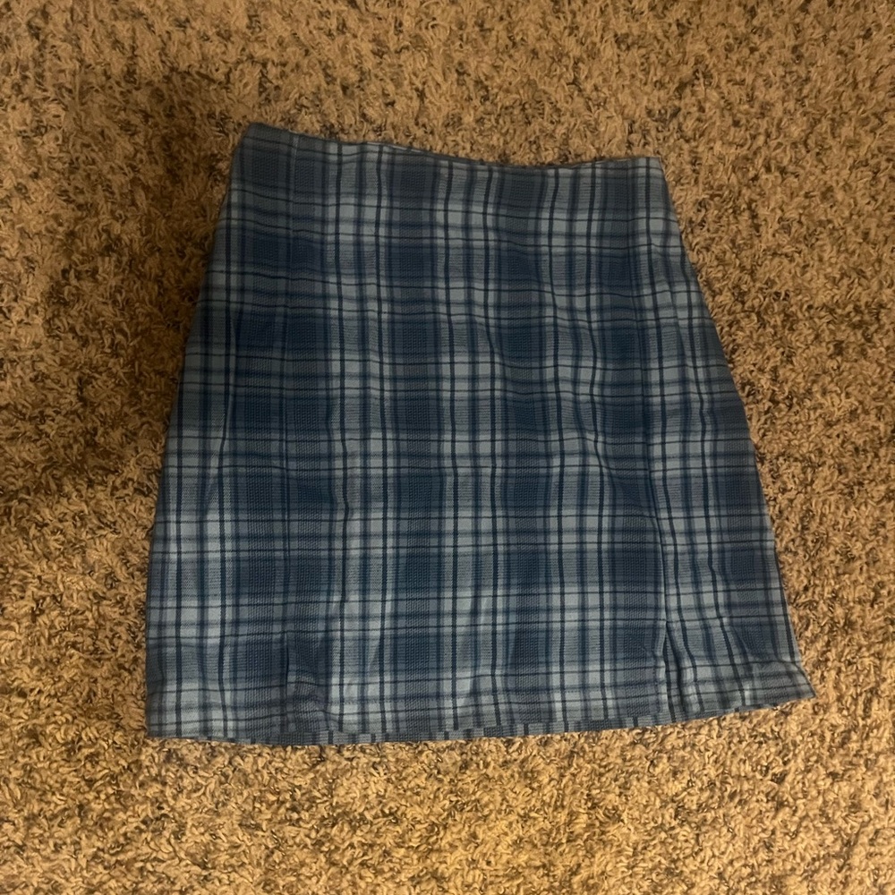 Brandy Melville Blue Plaid Mini Skirt